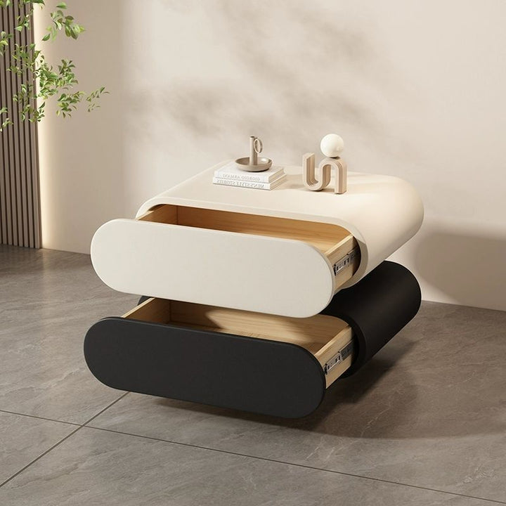 Microfiber Contemporary Square Leather Nightstand