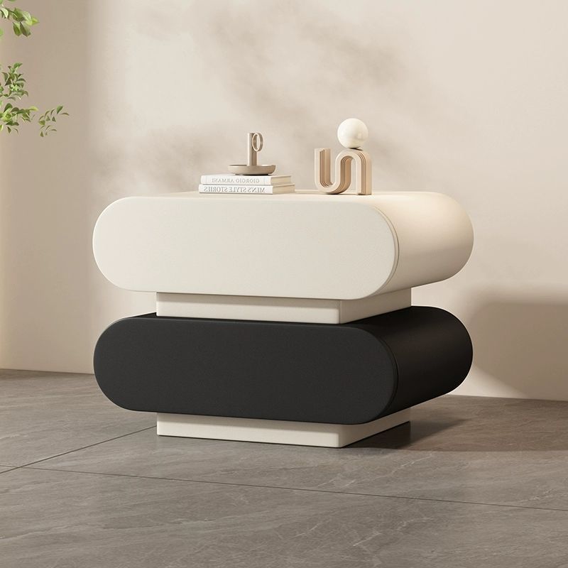 Microfiber Contemporary Square Leather Nightstand