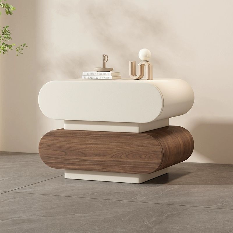 Microfiber Contemporary Square Leather Nightstand
