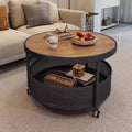 Contemporary Scandinavian Metal Slab Movable Round Side Table With 2 Tiers For Living Room