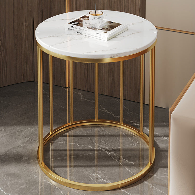 Contemporary Scandinavian MDF Carbon Steel Round Hollow Side Table 1/2 Tier For Living Room