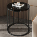 Contemporary Scandinavian MDF Carbon Steel Round Hollow Side Table 1/2 Tier For Living Room