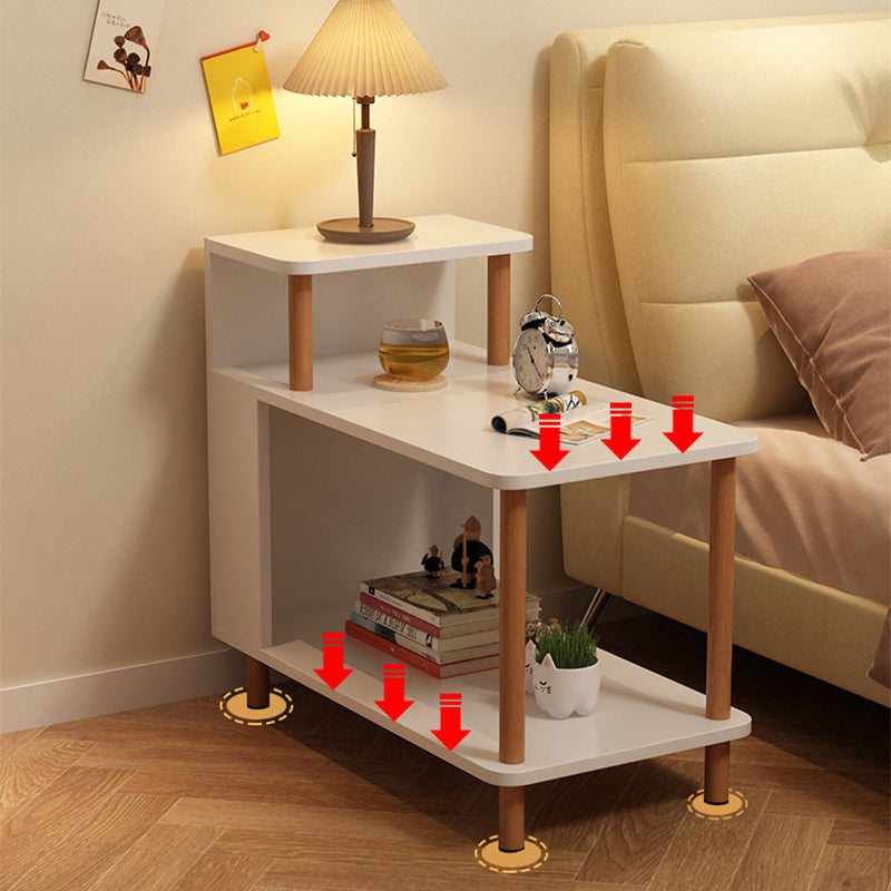 Modern Minimalist Rectangular MDF Side Table 3-Tier For Bedroom