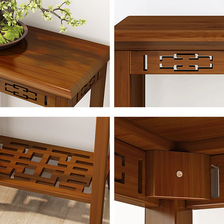 Chinese Traditional Rectangular Solid Wood Side Table