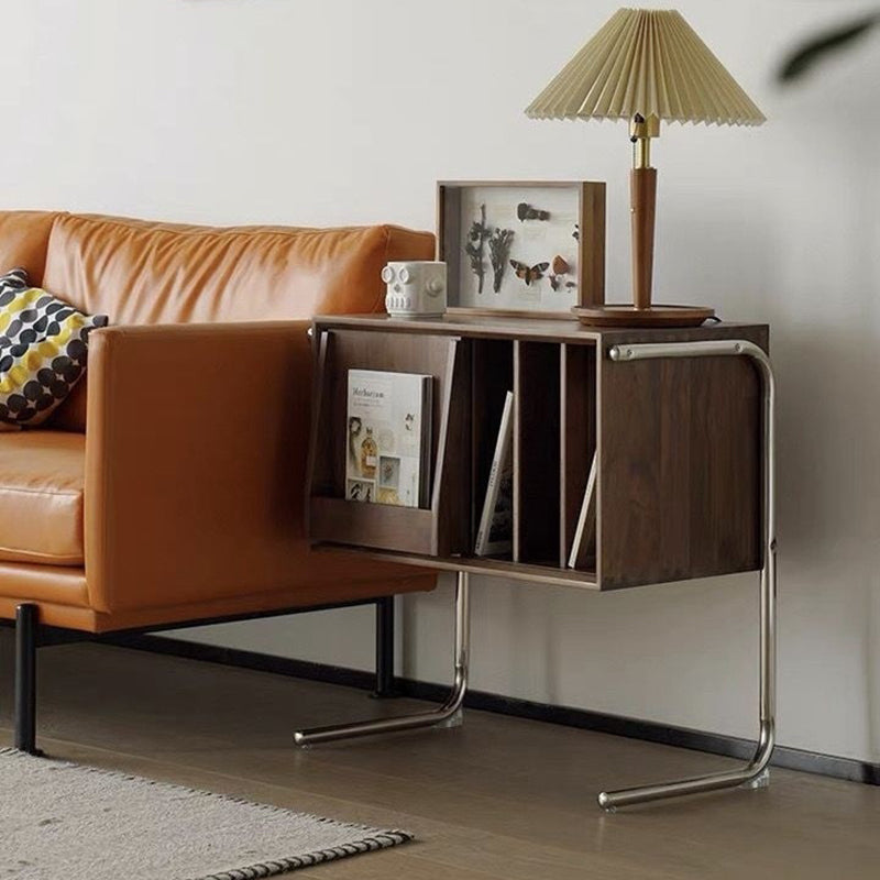 Traditional Japanese Rectangular Plywood Stainless Steel End Table Storage Cabinet For Living Room