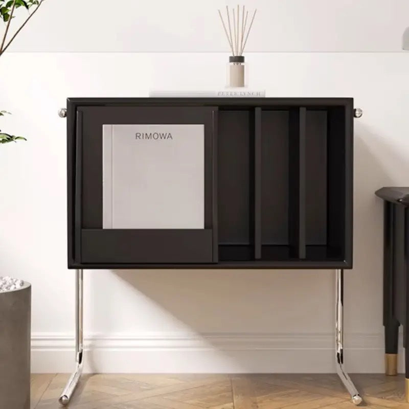 Traditional Japanese Rectangular Plywood Stainless Steel End Table Storage Cabinet For Living Room