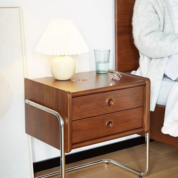 Contemporary Rectangular Stainless Steel Nightstand