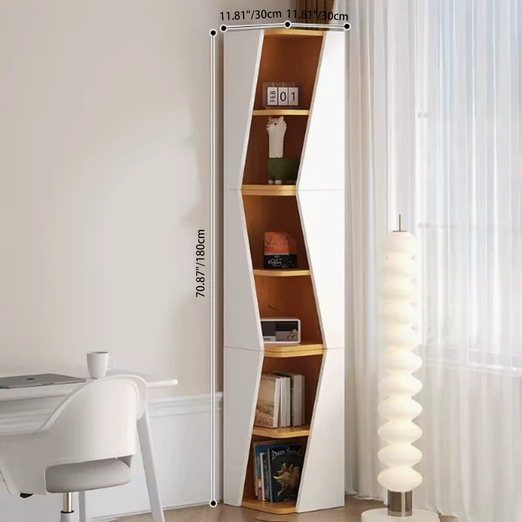 Modern Minimalist Triangle MDF Compact Corner Bookcase 2/4/6-Tier Storage Rack For Home Office