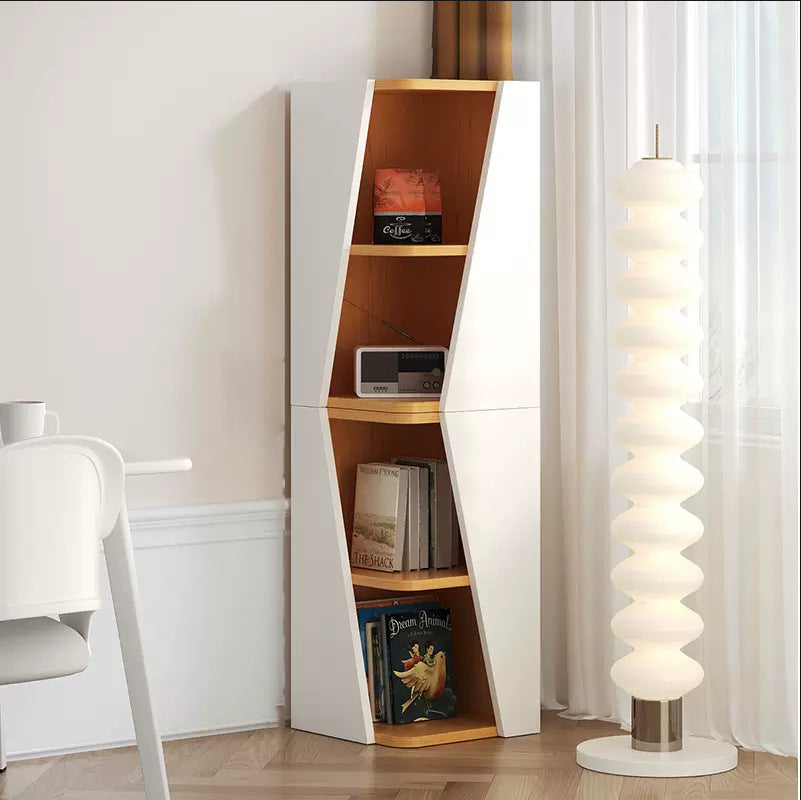 Modern Minimalist Triangle MDF Compact Corner Bookcase 2/4/6-Tier Storage Rack For Home Office