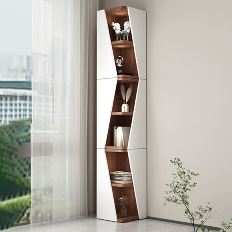 Modern Minimalist Triangle MDF Compact Corner Bookcase 2/4/6-Tier Storage Rack For Home Office