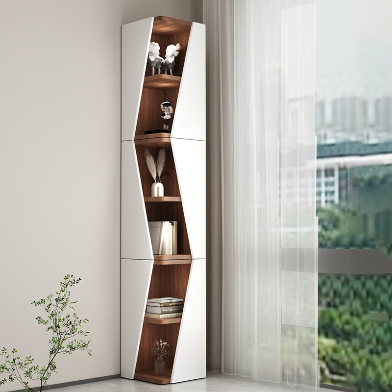 Modern Minimalist Triangle MDF Compact Corner Bookcase 2/4/6-Tier Storage Rack For Home Office