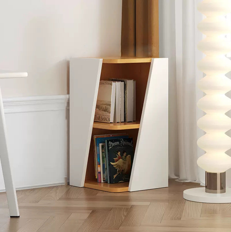 Modern Minimalist Triangle MDF Compact Corner Bookcase 2/4/6-Tier Storage Rack For Home Office