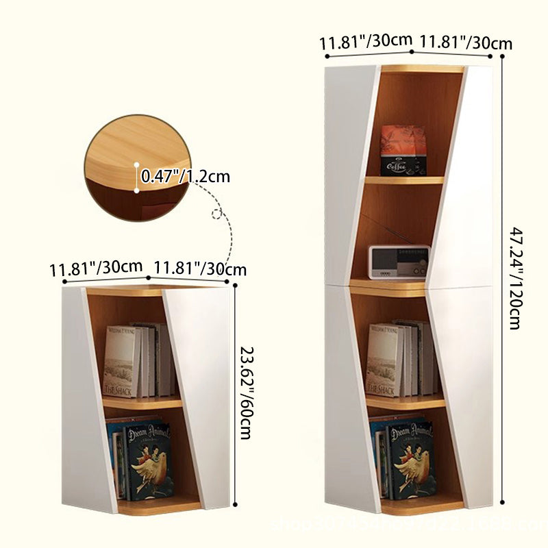 Modern Minimalist Triangle MDF Compact Corner Bookcase 2/4/6-Tier Storage Rack For Home Office
