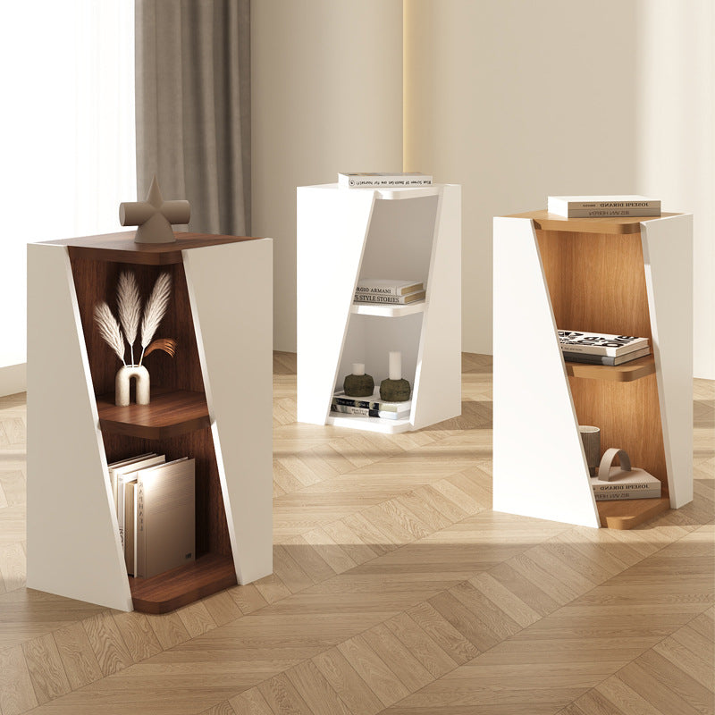 Modern Minimalist Triangle MDF Compact Corner Bookcase 2/4/6-Tier Storage Rack For Home Office