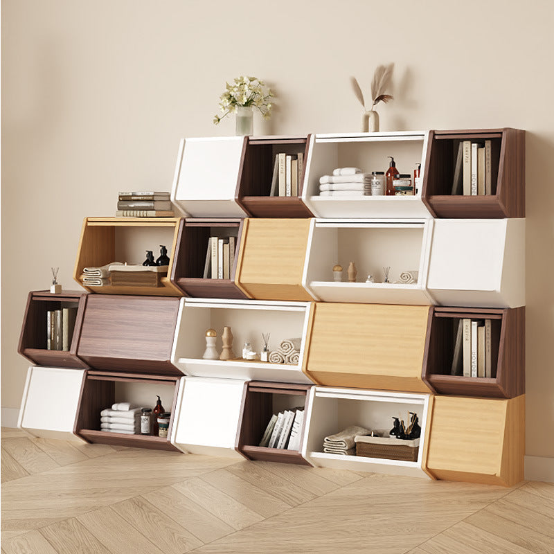 Contemporary Nordic MDF Modular Cube Storage Cabinet Books Toys & Snacks Multi-Layer Organizer With Doors For Bedroom & Living Room