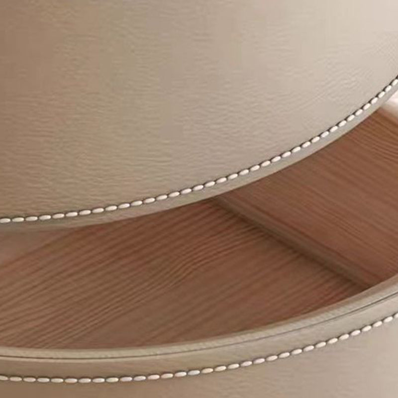 Modern Round Leather Nightstand