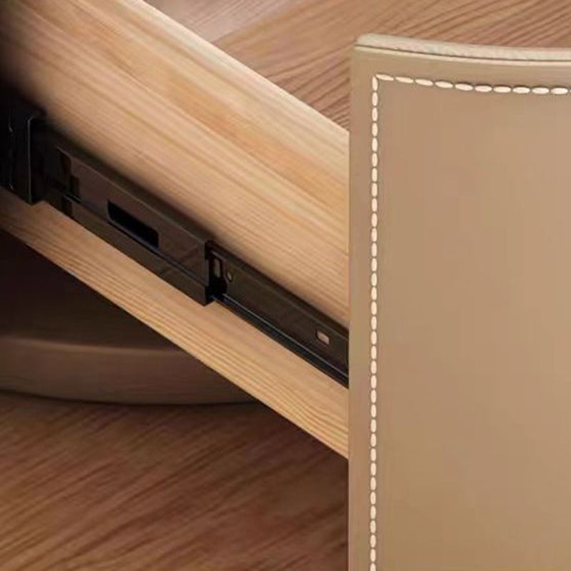Modern Round Leather Nightstand