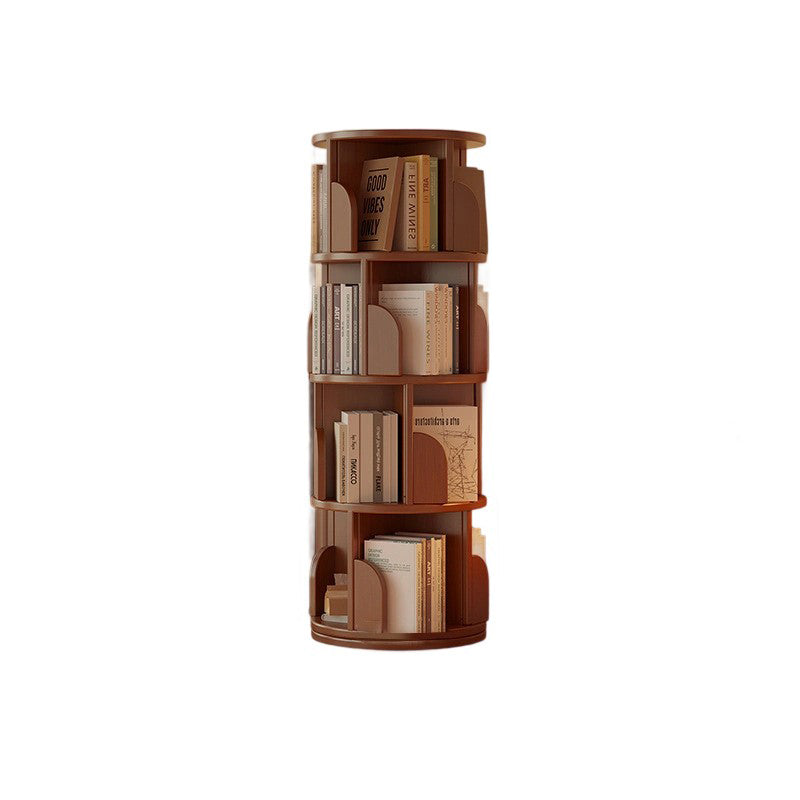 Modern Minimalist Cylindrical Bamboo Metal & MDF Rotatable Floor-Standing Bookshelf 3/4/5/6/7-Tier For Study