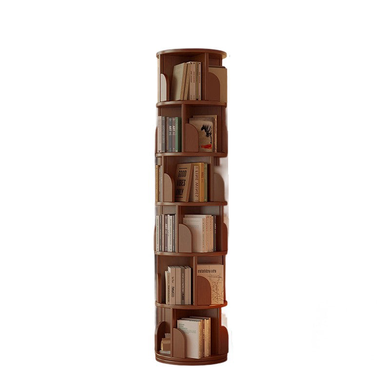 Modern Minimalist Cylindrical Bamboo Metal & MDF Rotatable Floor-Standing Bookshelf 3/4/5/6/7-Tier For Study