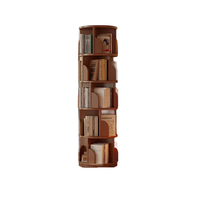 Modern Minimalist Cylindrical Bamboo Metal & MDF Rotatable Floor-Standing Bookshelf 3/4/5/6/7-Tier For Study
