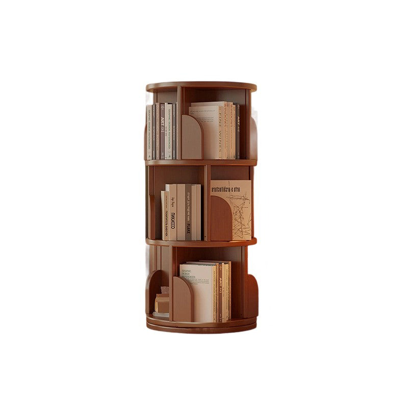 Modern Minimalist Cylindrical Bamboo Metal & MDF Rotatable Floor-Standing Bookshelf 3/4/5/6/7-Tier For Study