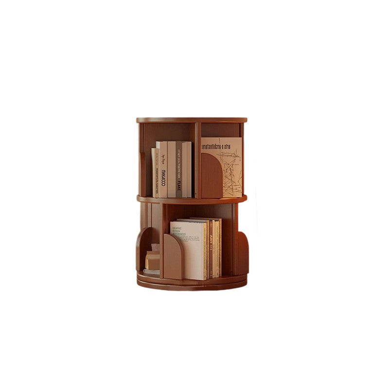 Modern Minimalist Cylindrical Bamboo Metal & MDF Rotatable Floor-Standing Bookshelf 3/4/5/6/7-Tier For Study