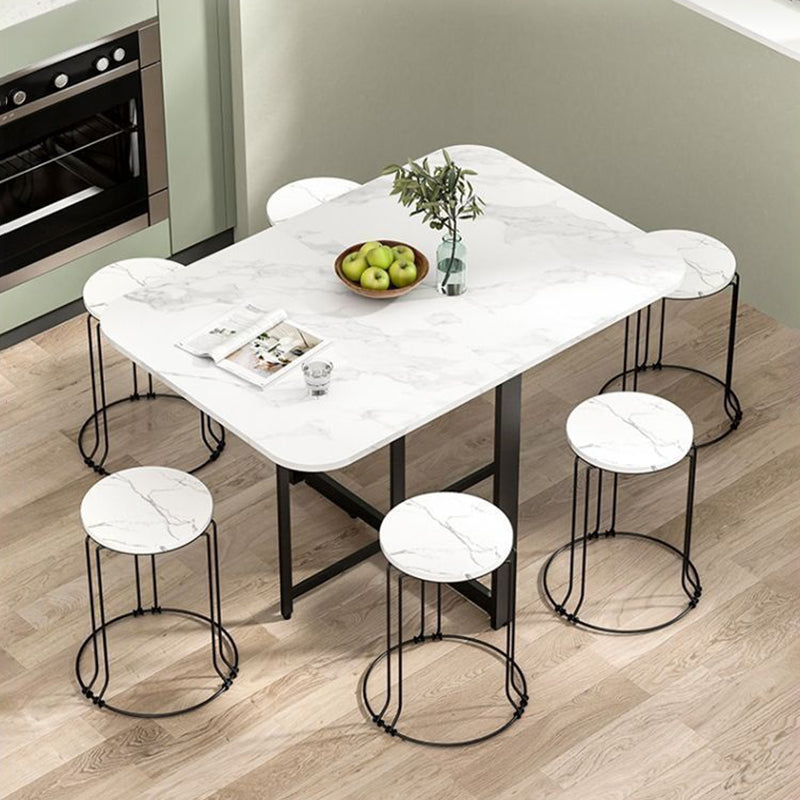 Modern Rectangular Steel Foldable Dining Table