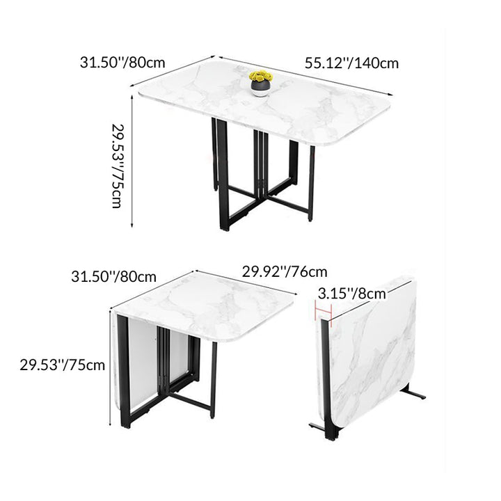 Modern Rectangular Steel Foldable Dining Table
