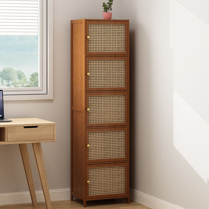Minimalist Square Rattan Storage Cabinet
