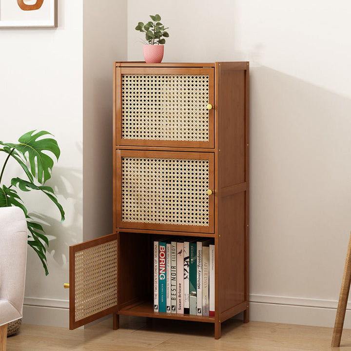 Minimalist Square Rattan Storage Cabinet