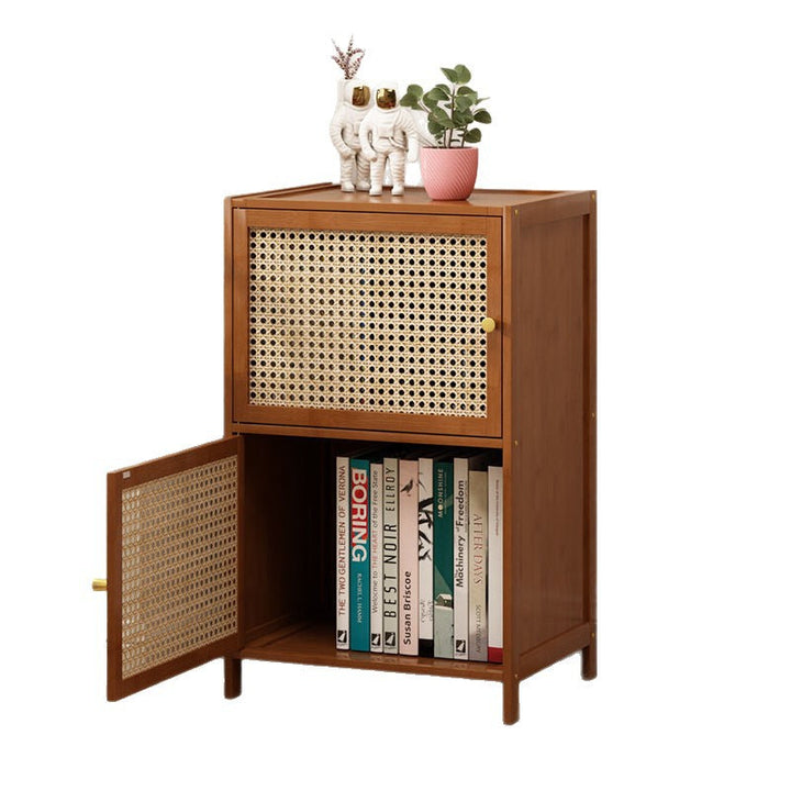 Minimalist Square Rattan Storage Cabinet