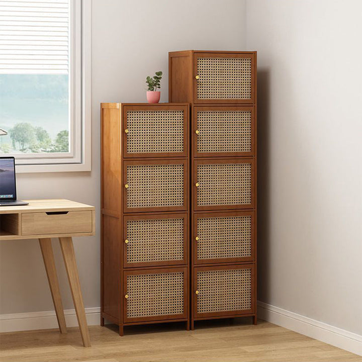 Minimalist Square Rattan Storage Cabinet
