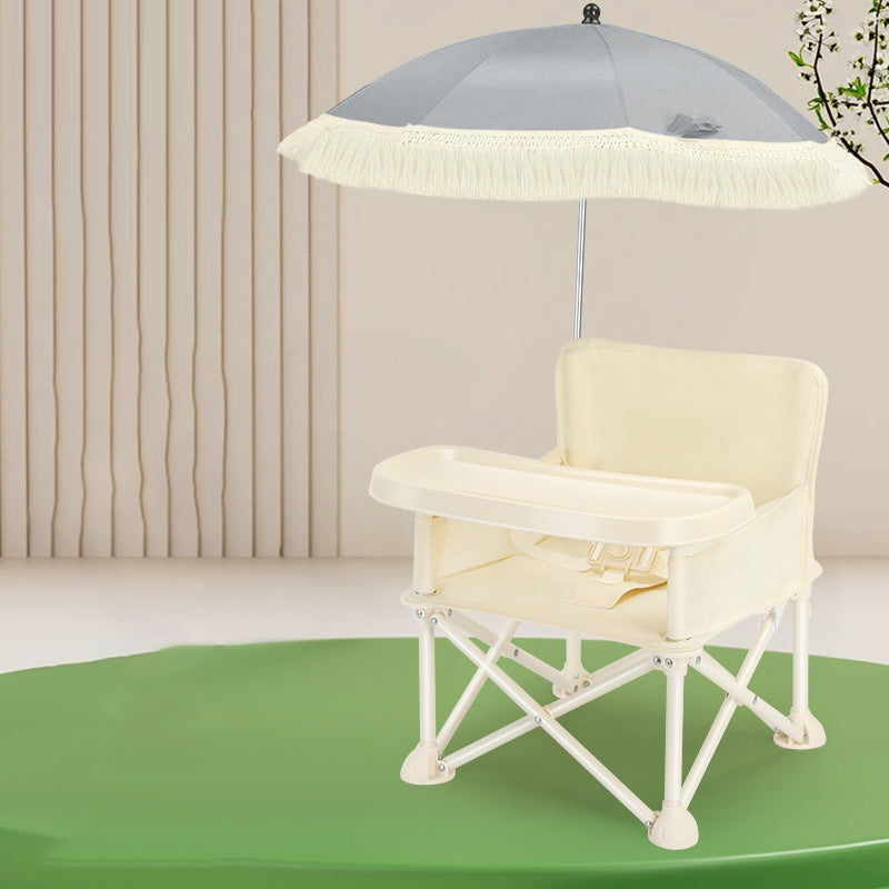 Modern Minimalist Oxford Fabric Square Kids Dining Chair Foldable High Chair With Backrest Armrests Tray For Garden & Restaurant