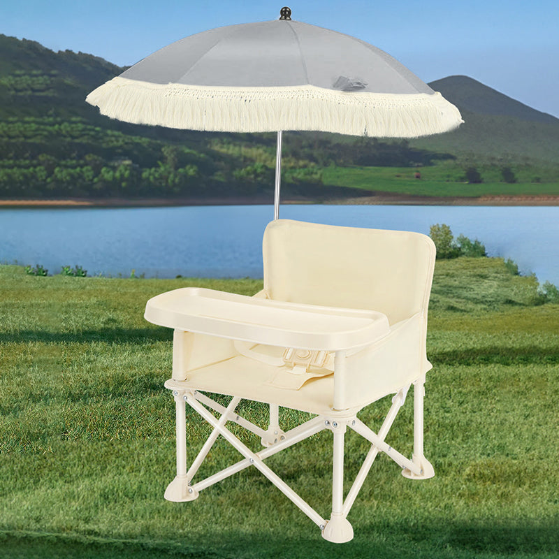 Modern Minimalist Oxford Fabric Square Kids Dining Chair Foldable High Chair With Backrest Armrests Tray For Garden & Restaurant