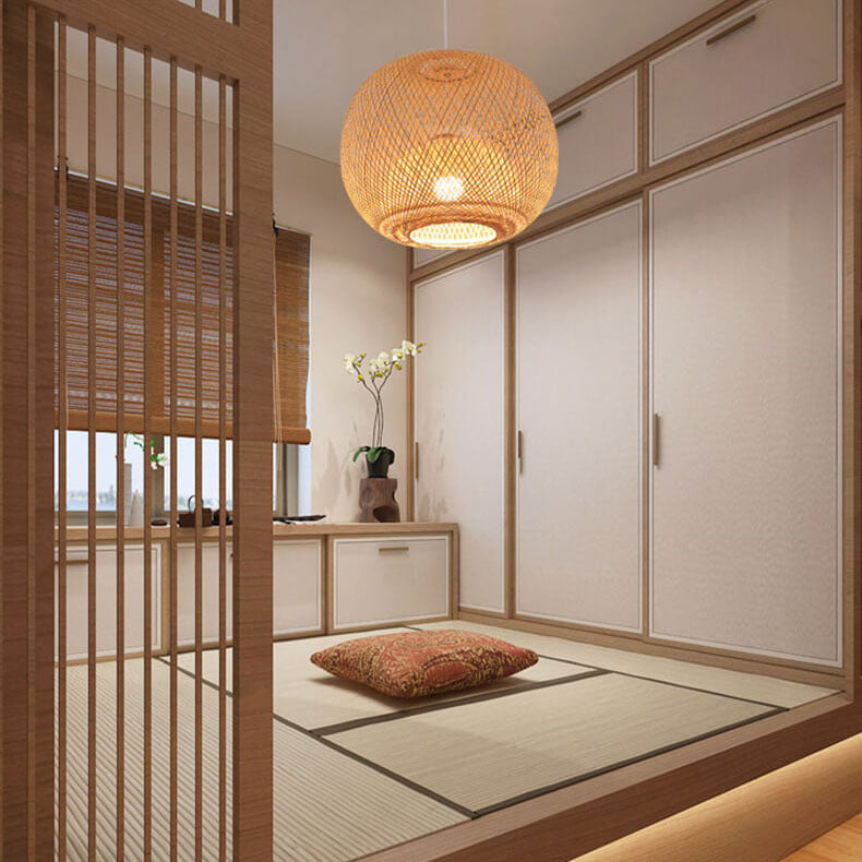 Round Bamboo Pendant Light
