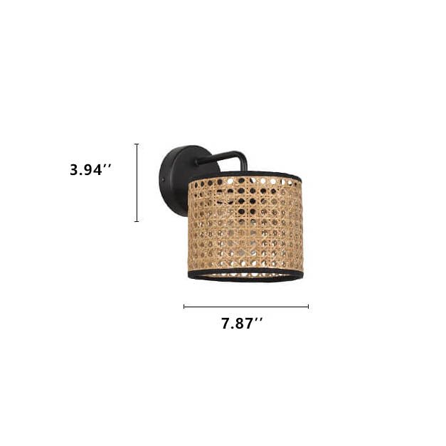Modern Drum Rattan Wall Sconce