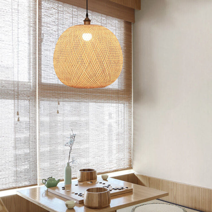 Round Bamboo Pendant Light