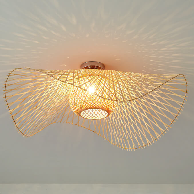 Traditional Bamboo Semi-Flush Mount Ceiling Light