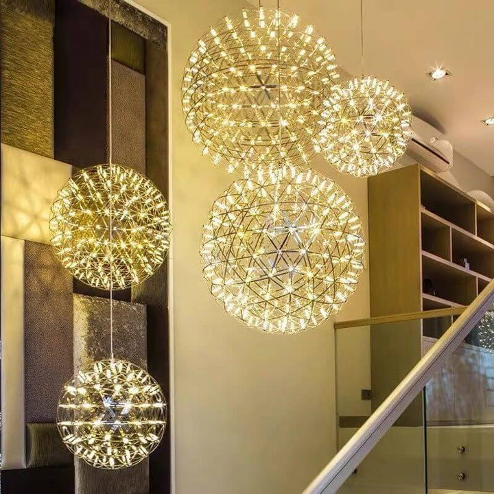 Contemporary Globe Iron 12-Light LED Pendant Light