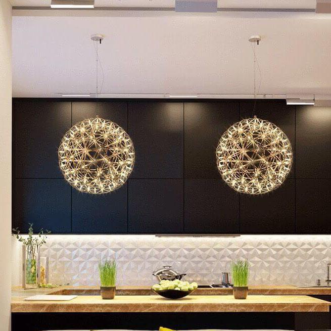 Contemporary Globe Iron 12-Light LED Pendant Light
