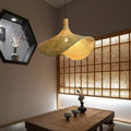 Woven Bamboo 1-Light Straw Hat Pendant Light