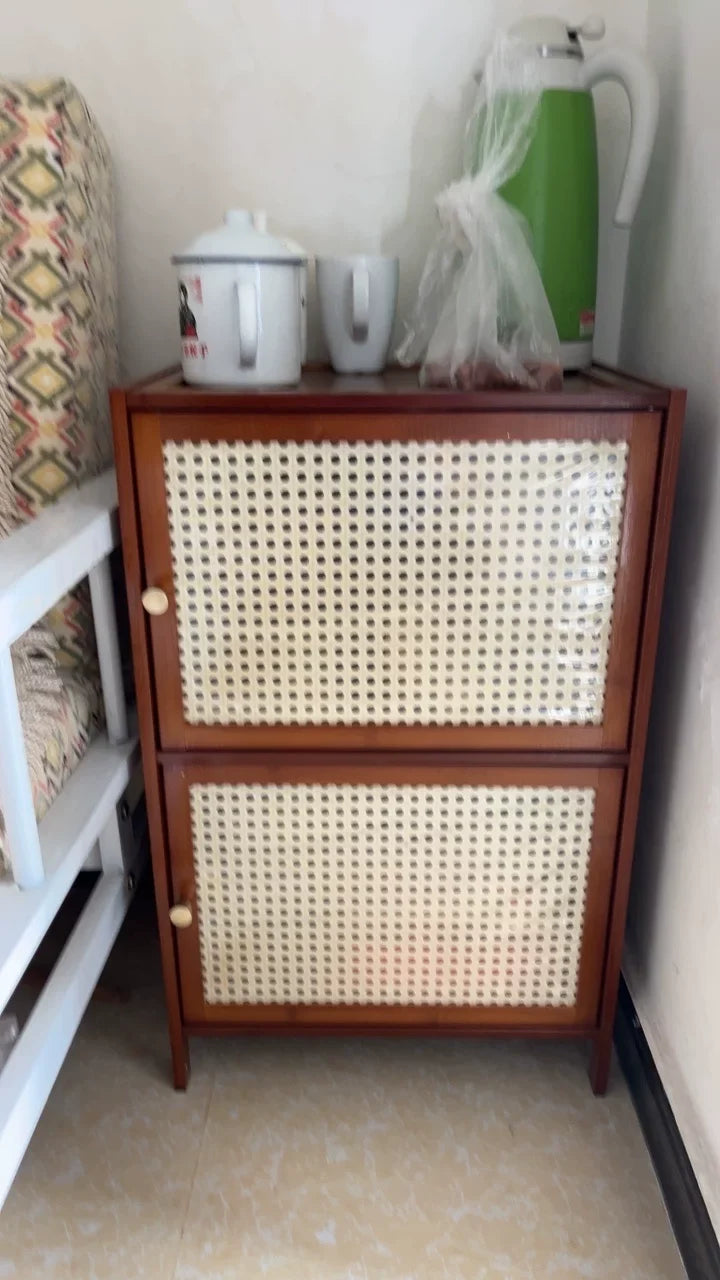 Contemporary Rectangular Bamboo Storage Cabinet