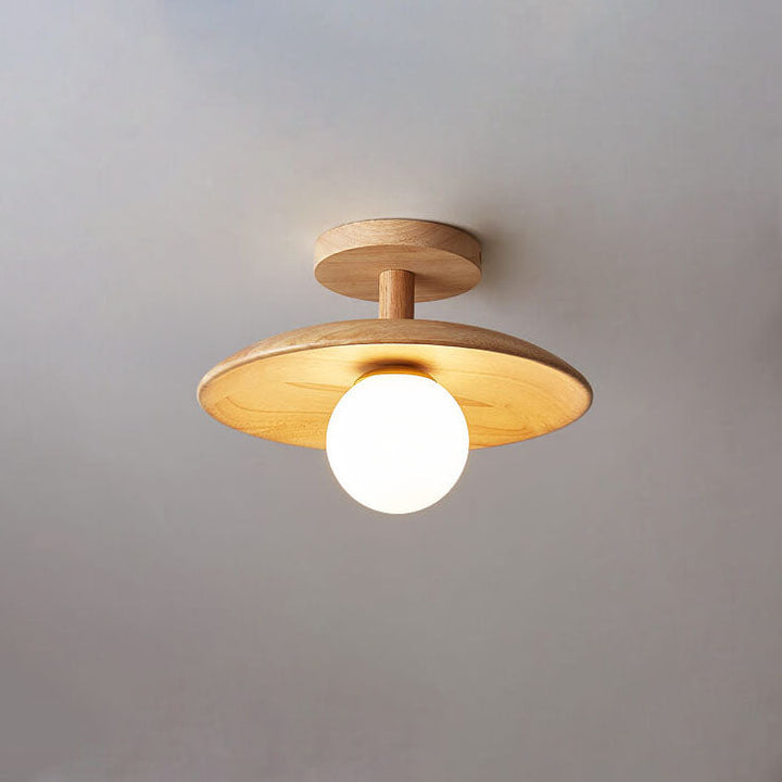Nordic Dome Wooden Semi-Flush Ceiling Light