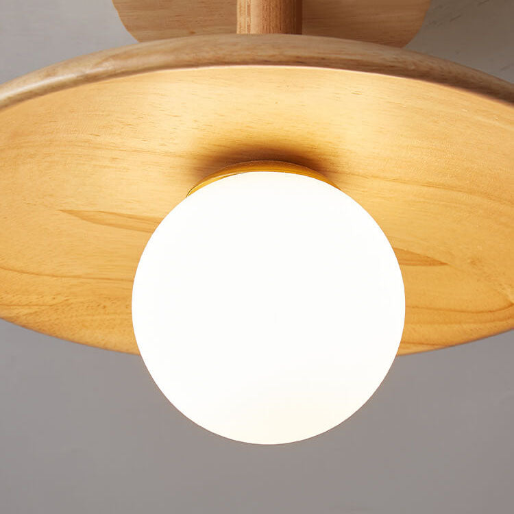 Nordic Dome Wooden Semi-Flush Ceiling Light