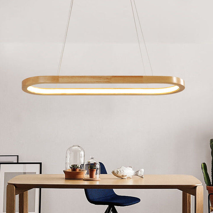 Minimalist Round Wooden LED Chandelier
