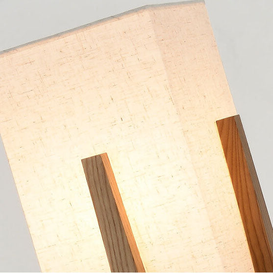 Modern Minimalist Copper Fabric Ash Wood Rectangular 1-Light Standing Floor Lamps For Living Room & Bedroom