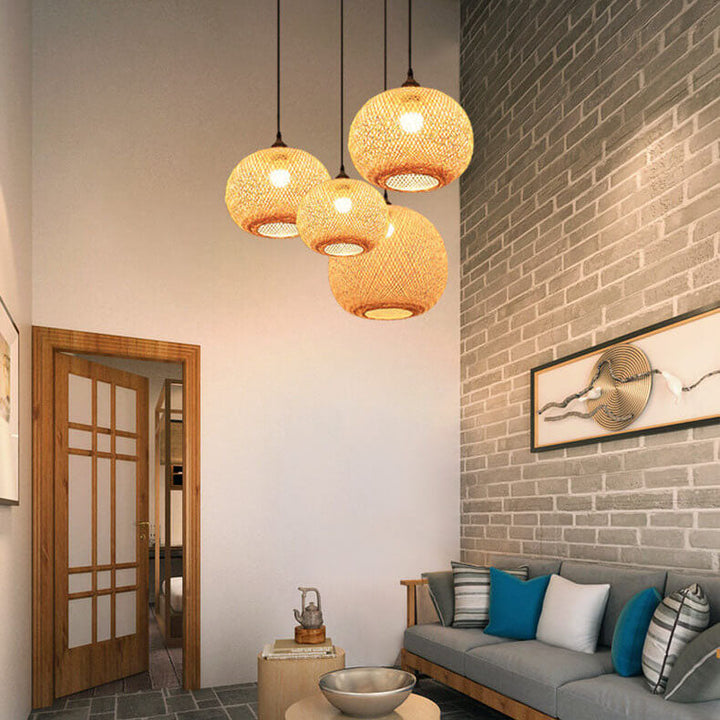 Round Bamboo Pendant Light