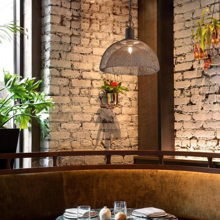 Contemporary Round Wrought Iron Pendant Light
