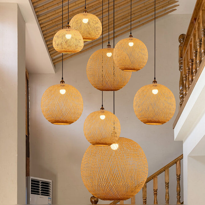 Round Bamboo Pendant Light