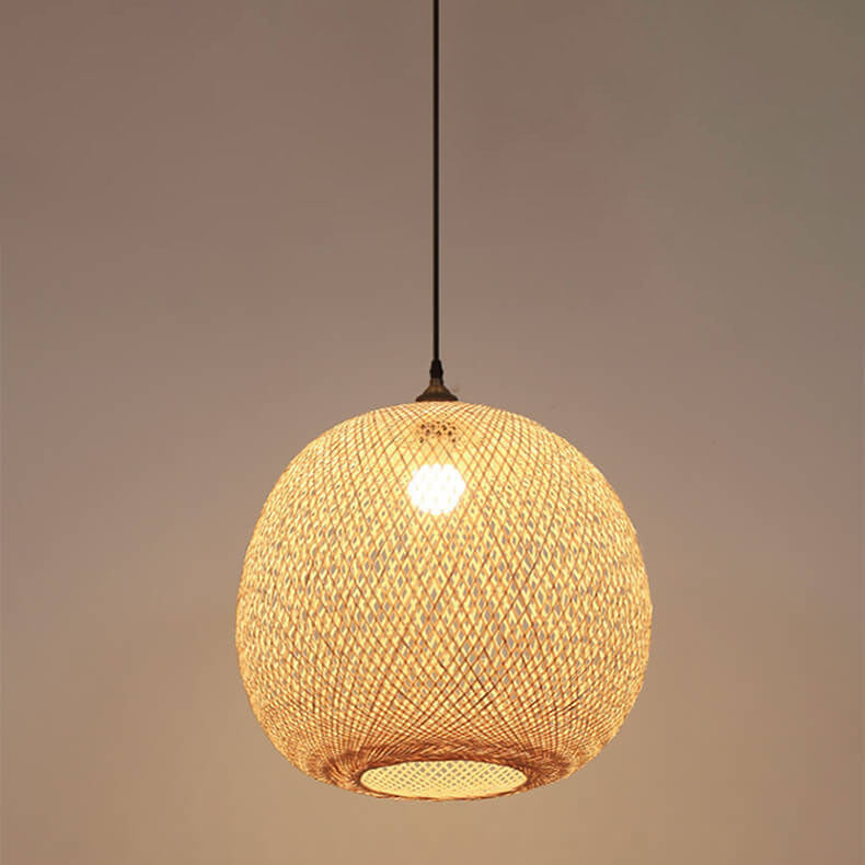 Round Bamboo Pendant Light